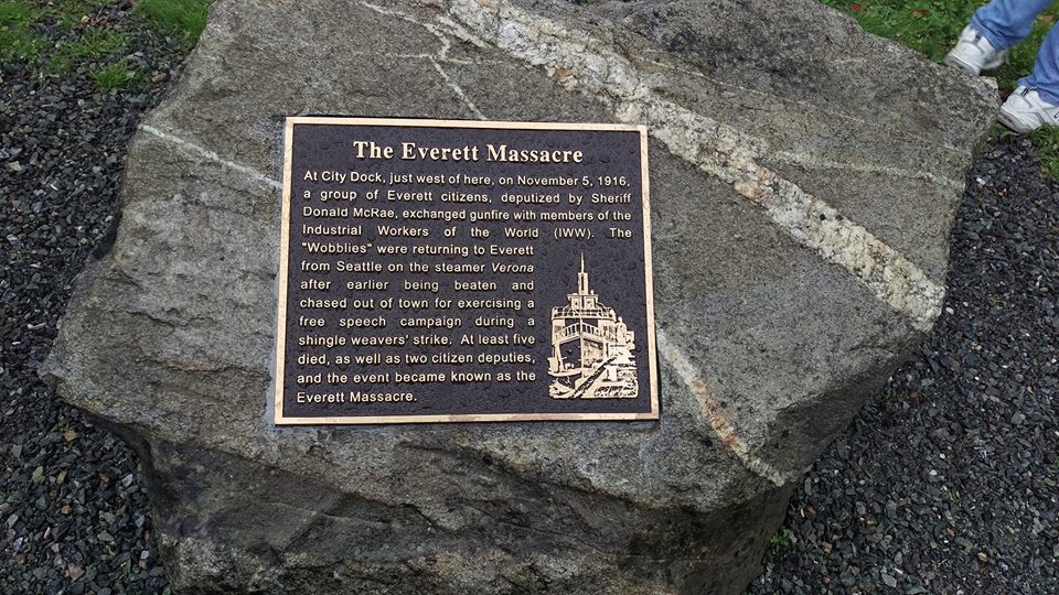 The official monument placed at the foot of Hewitt Ave. Photo by Fellow Worker Tuck.