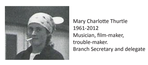 1961-2012 Musician, film-maker, trouble-maker. Branch Secretary and delegate