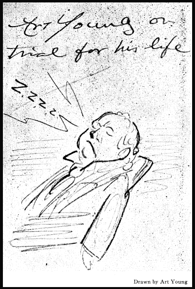 A self-portrait of a man dozing in a chair.