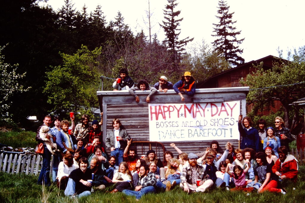 A group of Wobblies congregate in Bellingham, WA for May Day in 1981.