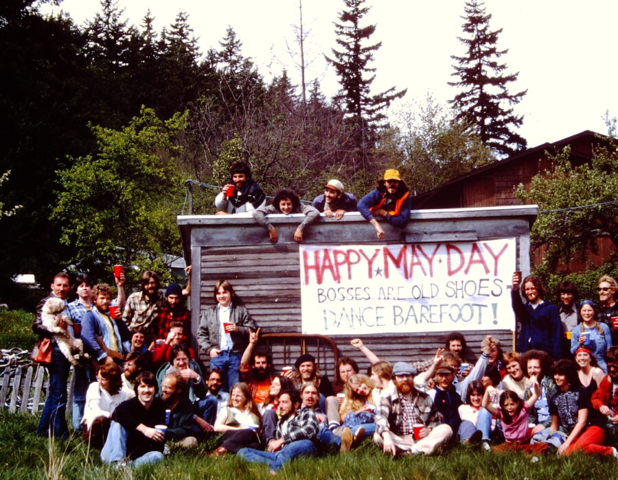 A group of Wobblies congregate in Bellingham, WA for May Day in 1981.