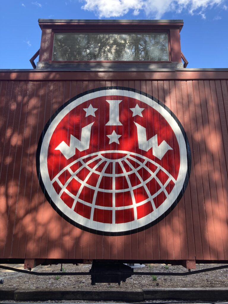 The IWW mural on the side of the flanger, to be repainted to last. Brendan Phillips